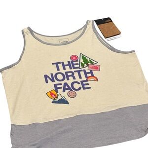 The North Face Girls ' Cream and Gray Graphic Tank Top size XL